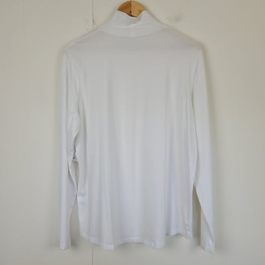 White Modern Mock Neck Long Sleeve - Northern Reflections (XL)