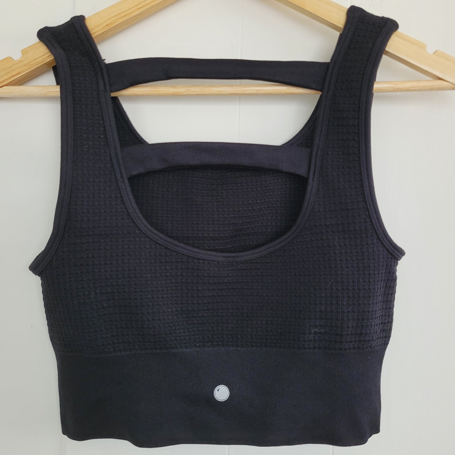Black Waffle Bra Top – Seamless Ribbed – Yogalicious (Size S/M)