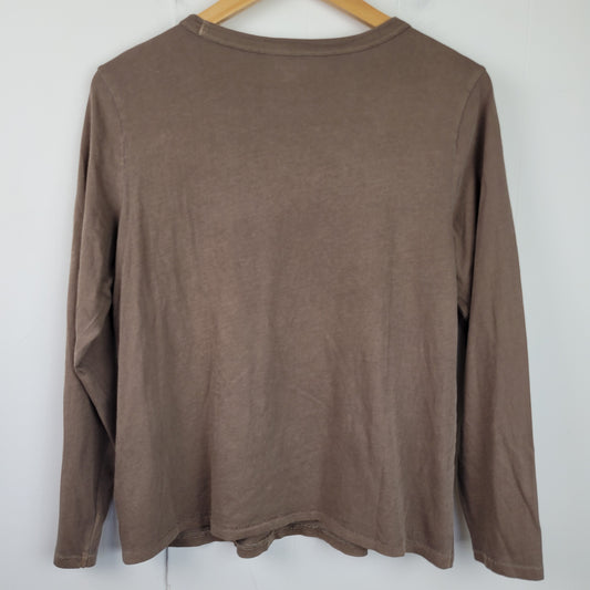 Taupe Long Sleeve Crewneck Tee - Old Navy EveryWear (M Petite)