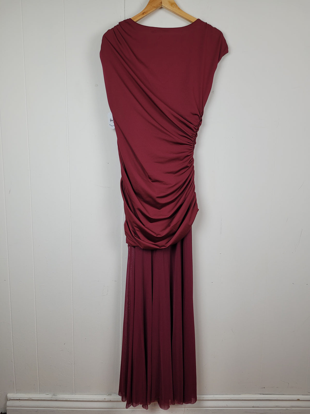 Burgundy Ruched Maxi Dress - Unbranded (L)