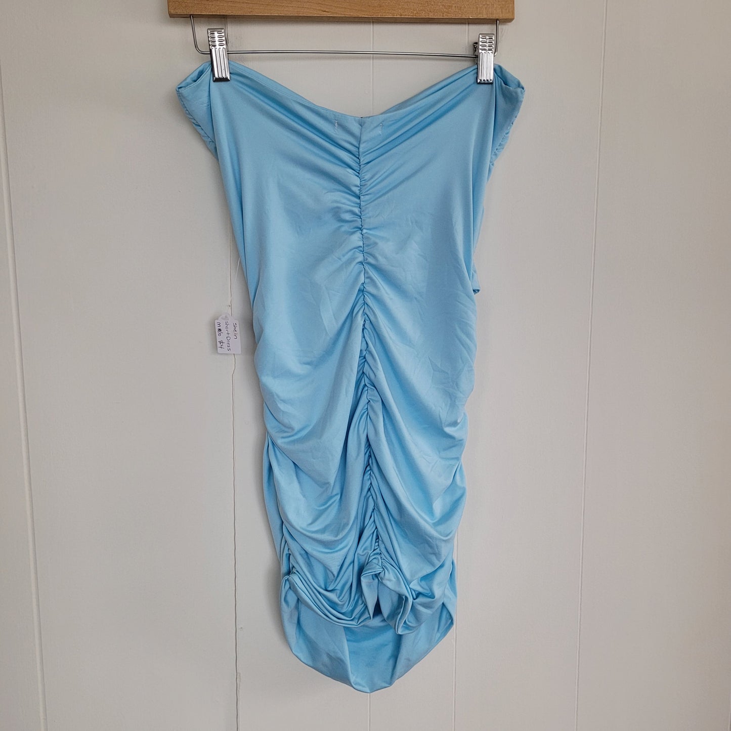 Baby Blue Ruched Cutout Mini Dress (Medium)