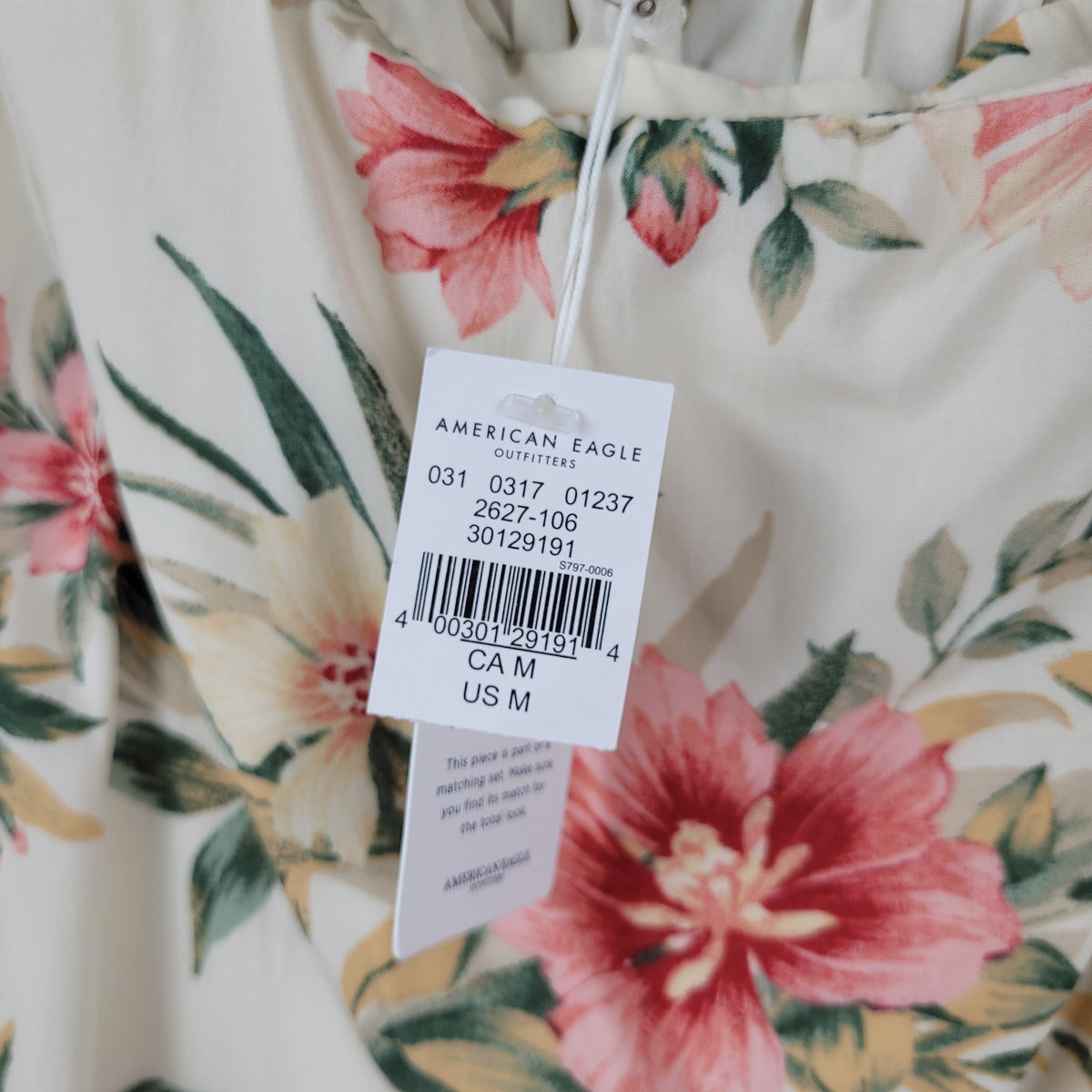Cream Floral High-Low Maxi Skirt - American Eagle (M)