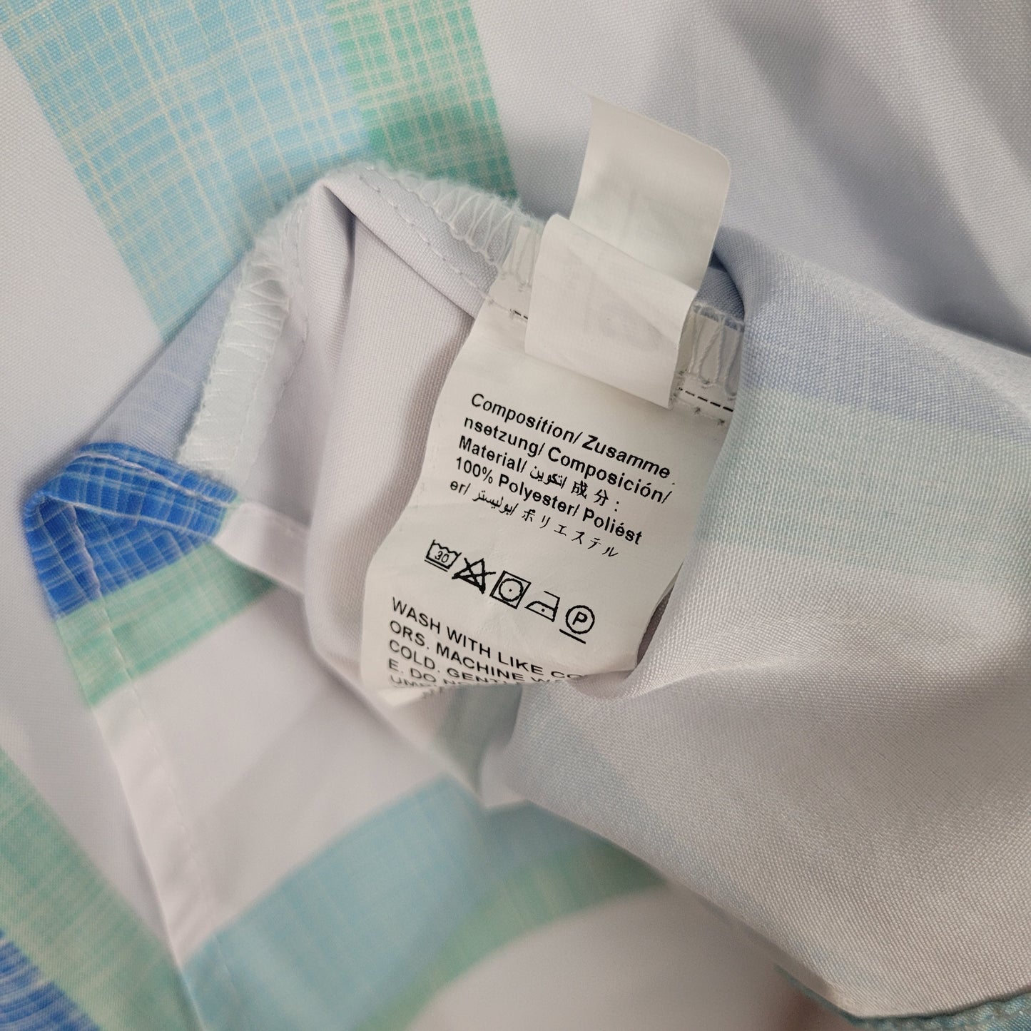 White & Blue Striped Short Sleeve Button-Up Shirt - SHEIN (XL)