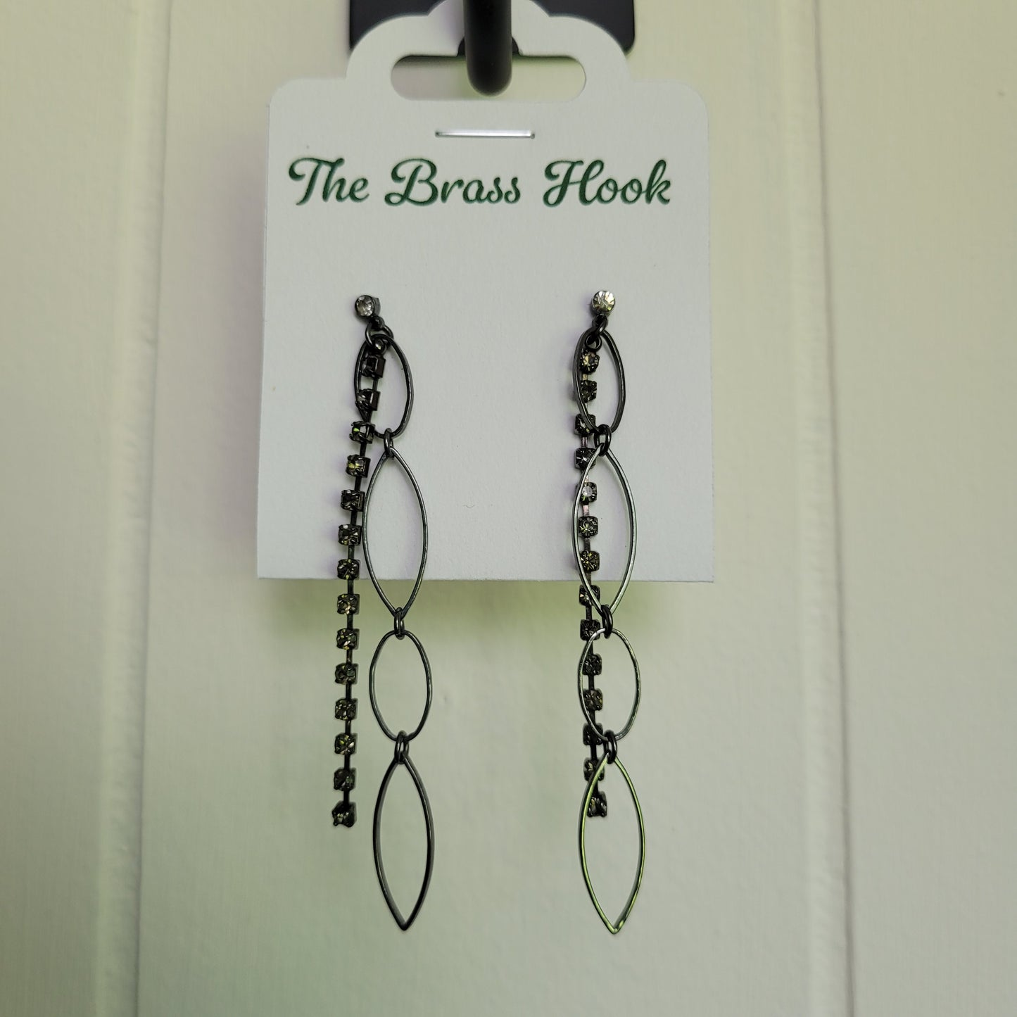 Black Crystal Linear Drop Earrings