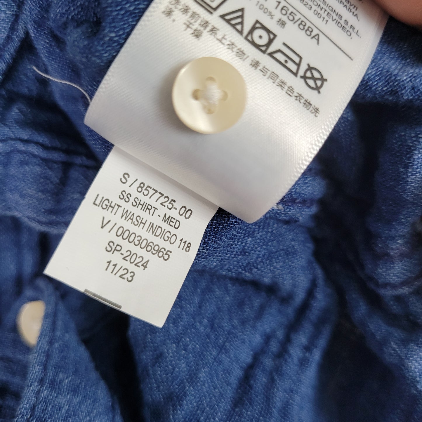 Blue Double Gauze Button-Up Short Sleeve Top - Gap (Small)