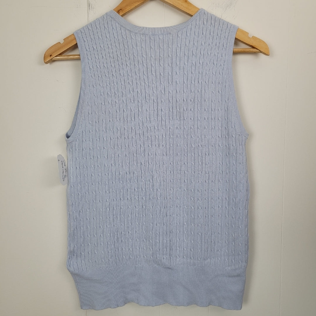 Light Blue Cable Knit Sleeveless Sweater - Joe Fresh (Large)