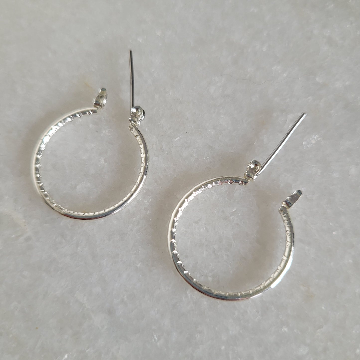 Silver-Tone Textured Hoop Earrings