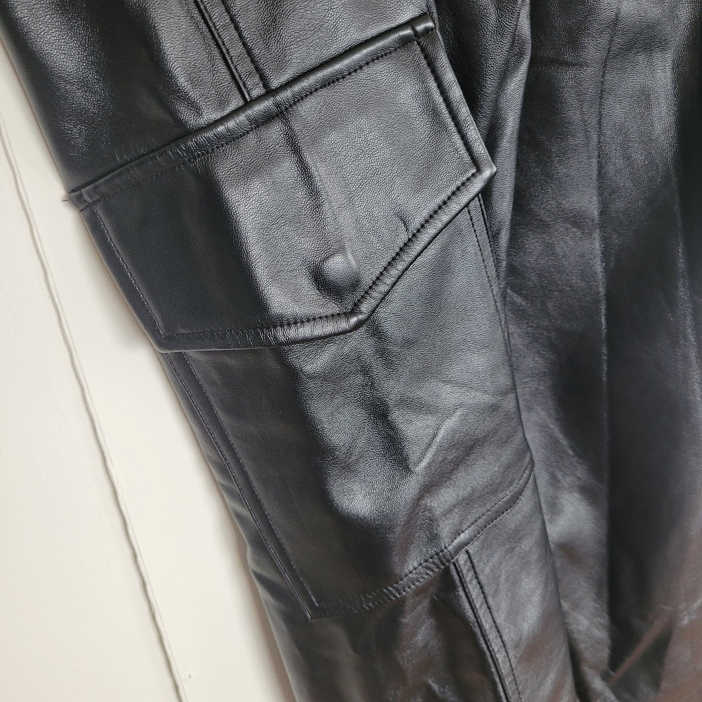 Black Faux Leather Cargo Pants - Rachel Zoe (Size 6)