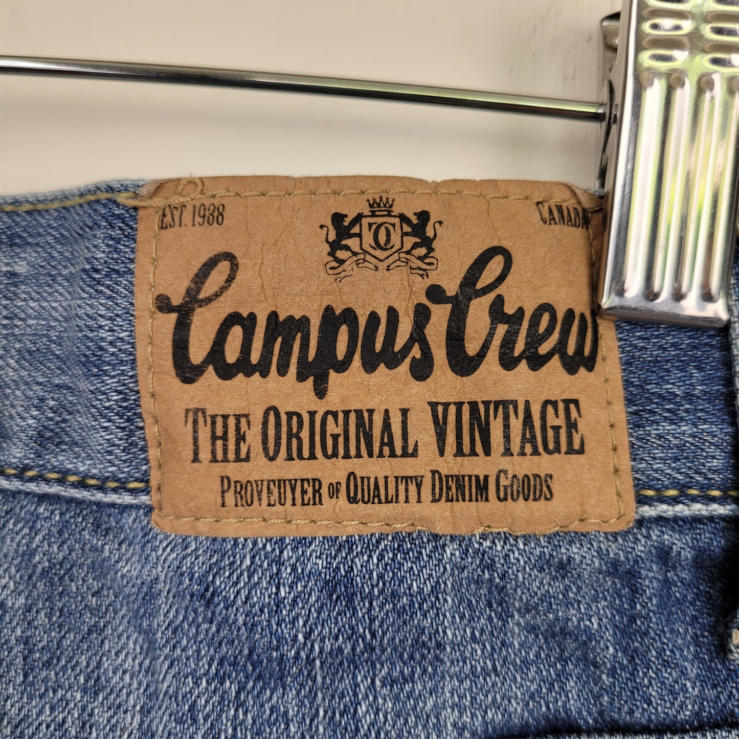 Light Wash Distressed Denim Mini Skirt - Campus Crew (Size 8)