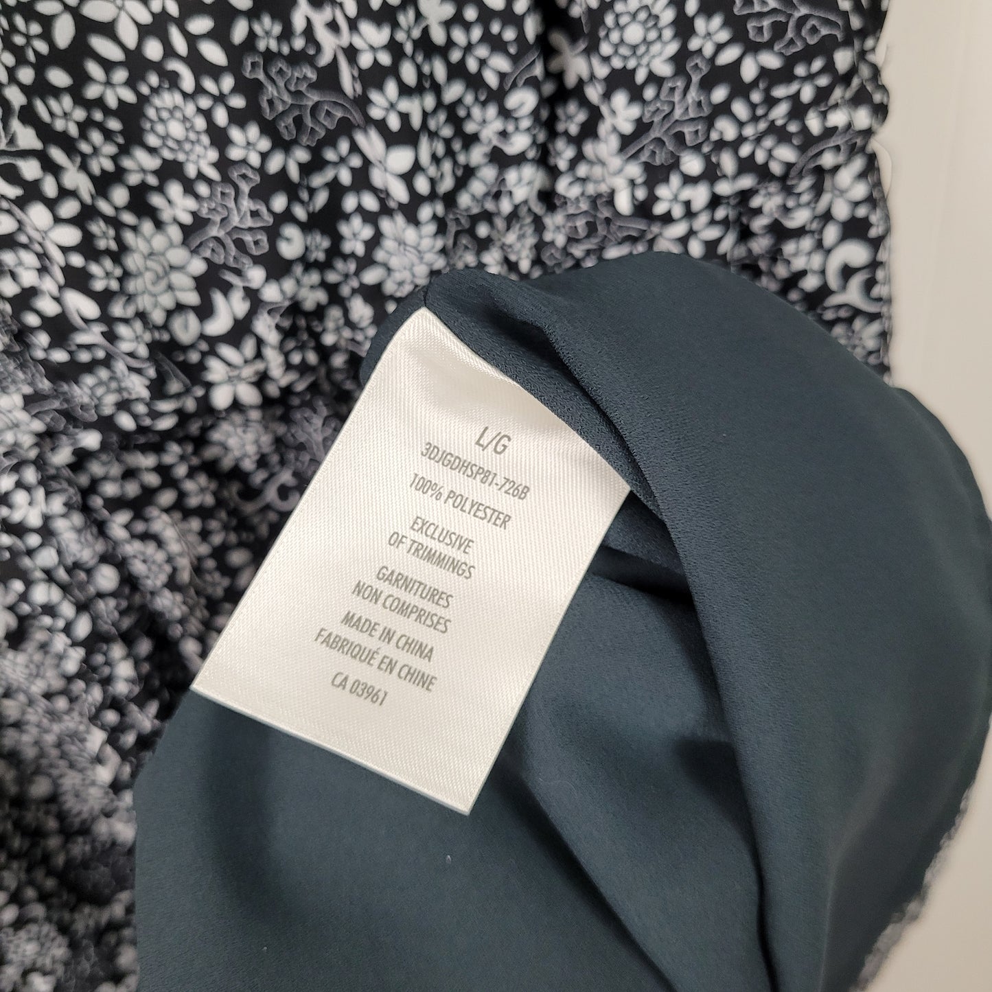 Black & White Floral Button Front Dress - Denver Hayes (Large)