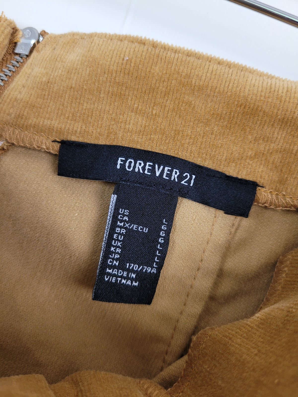 Forever 21 Large Tan Corduroy Lace-Up Mini Skirt