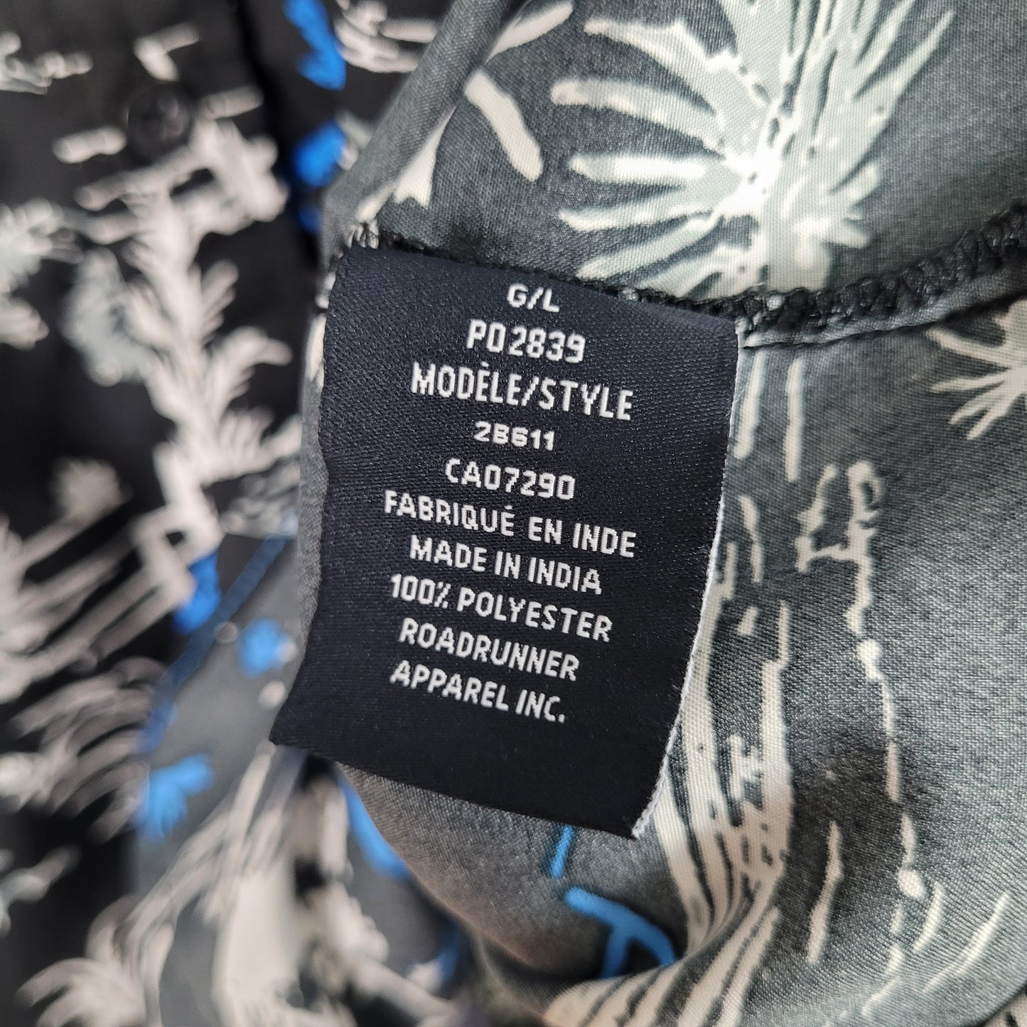 Black Tropical Print Button-Up Shirt - Urbaine (Men's Large)
