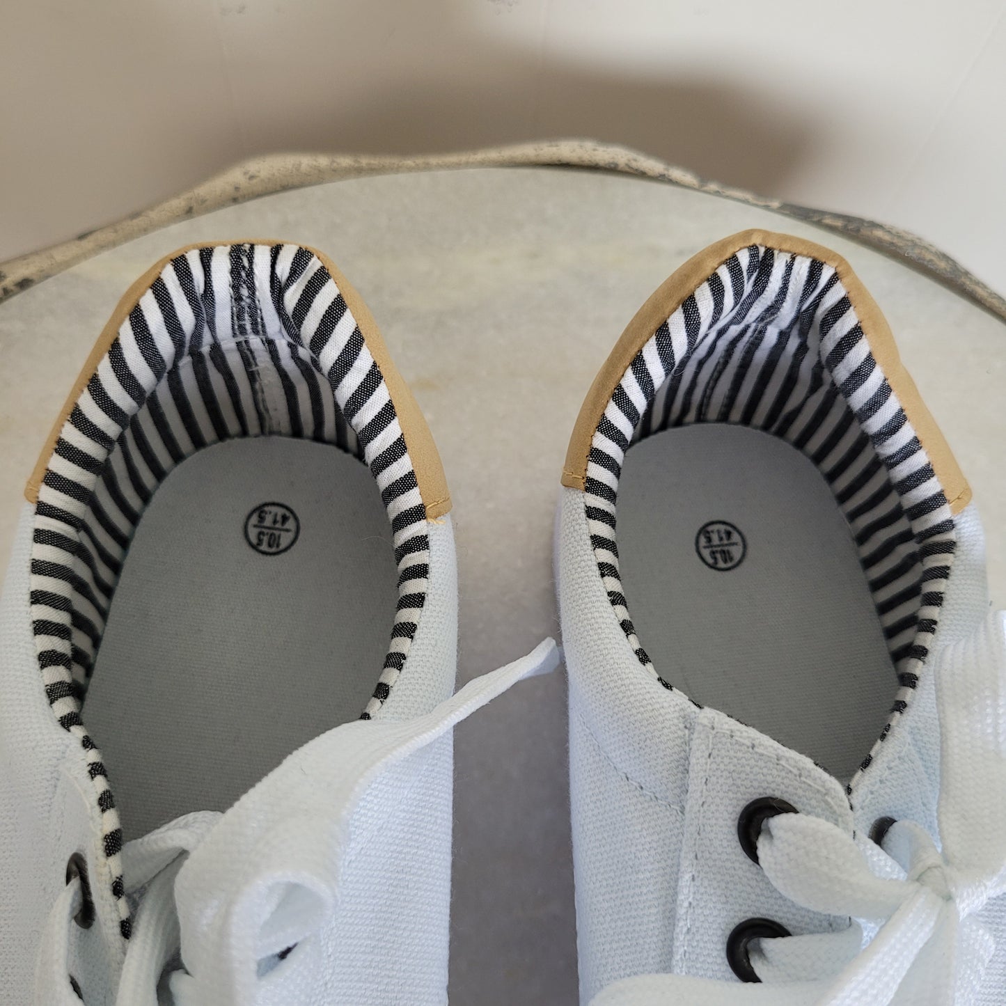 White Canvas Lace-Up Sneakers - Size 10.5