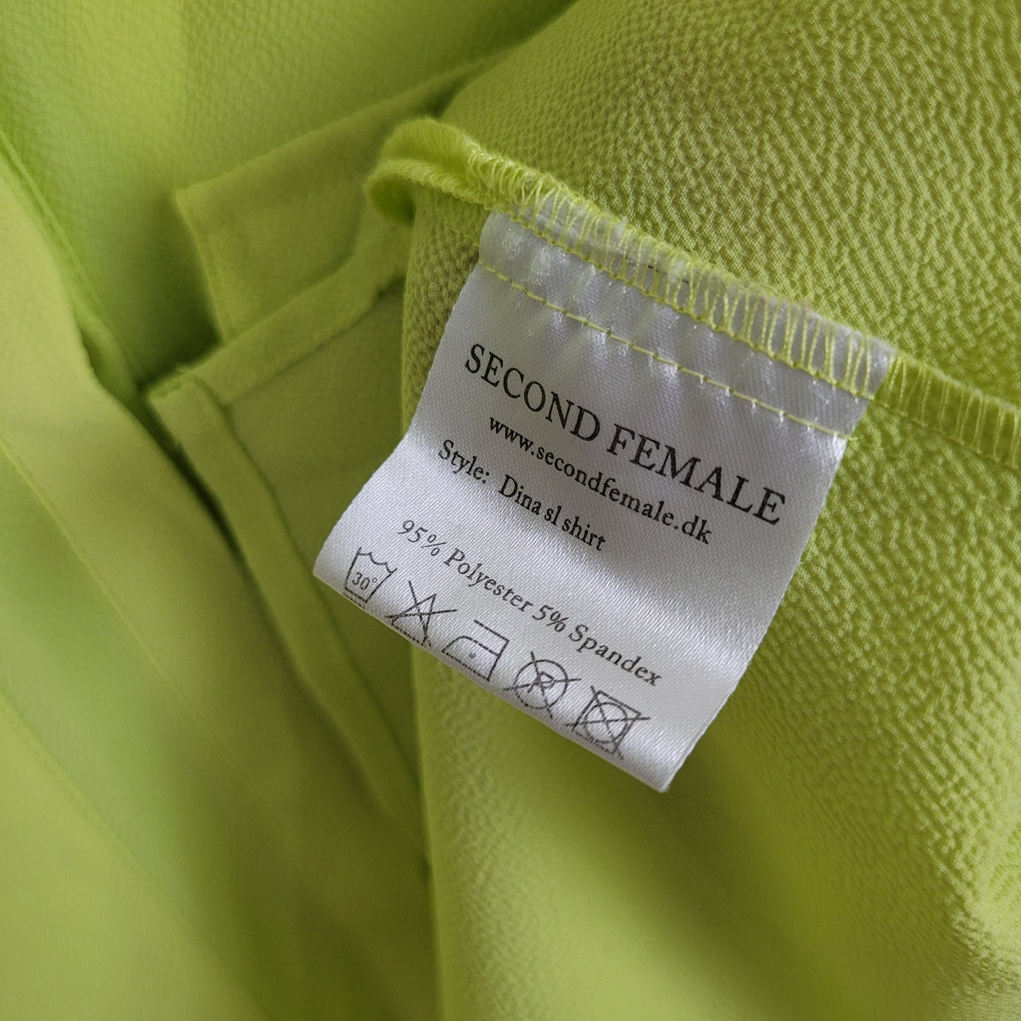 Neon Green Sleeveless Button Front Blouse - Second Female (Large)