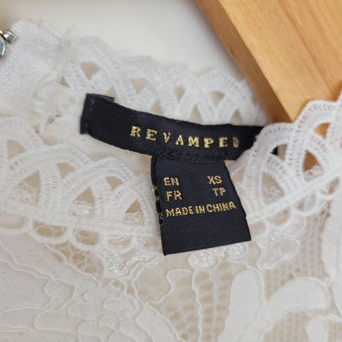 White Lace Bell Sleeve Top - Revamped (XS)