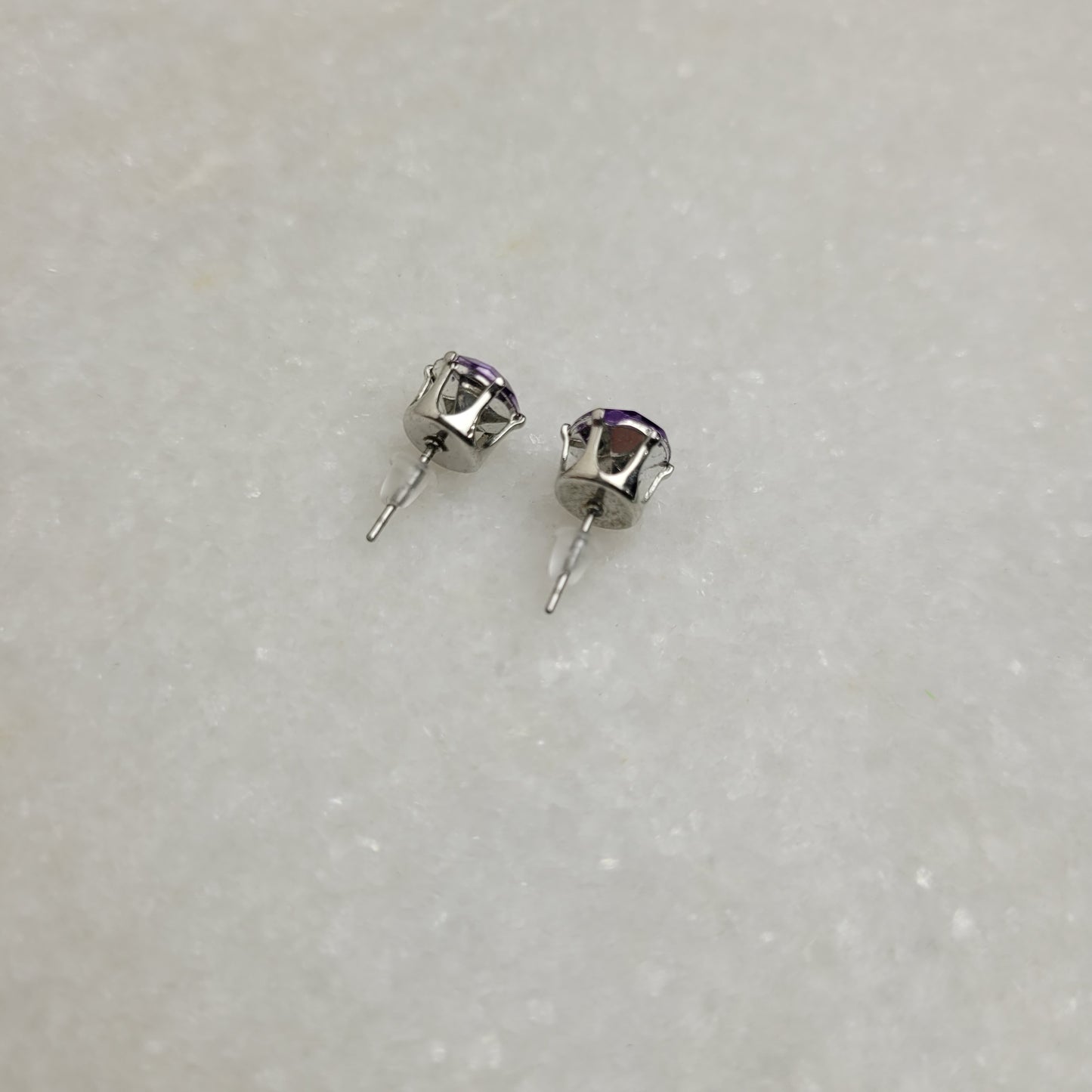 Purple Rhinestone & Enamel Stud Earring Set - 2 Pairs