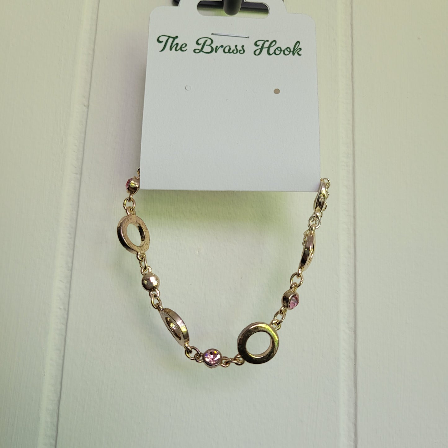 Gold Tone Circle & Crystal Bracelet
