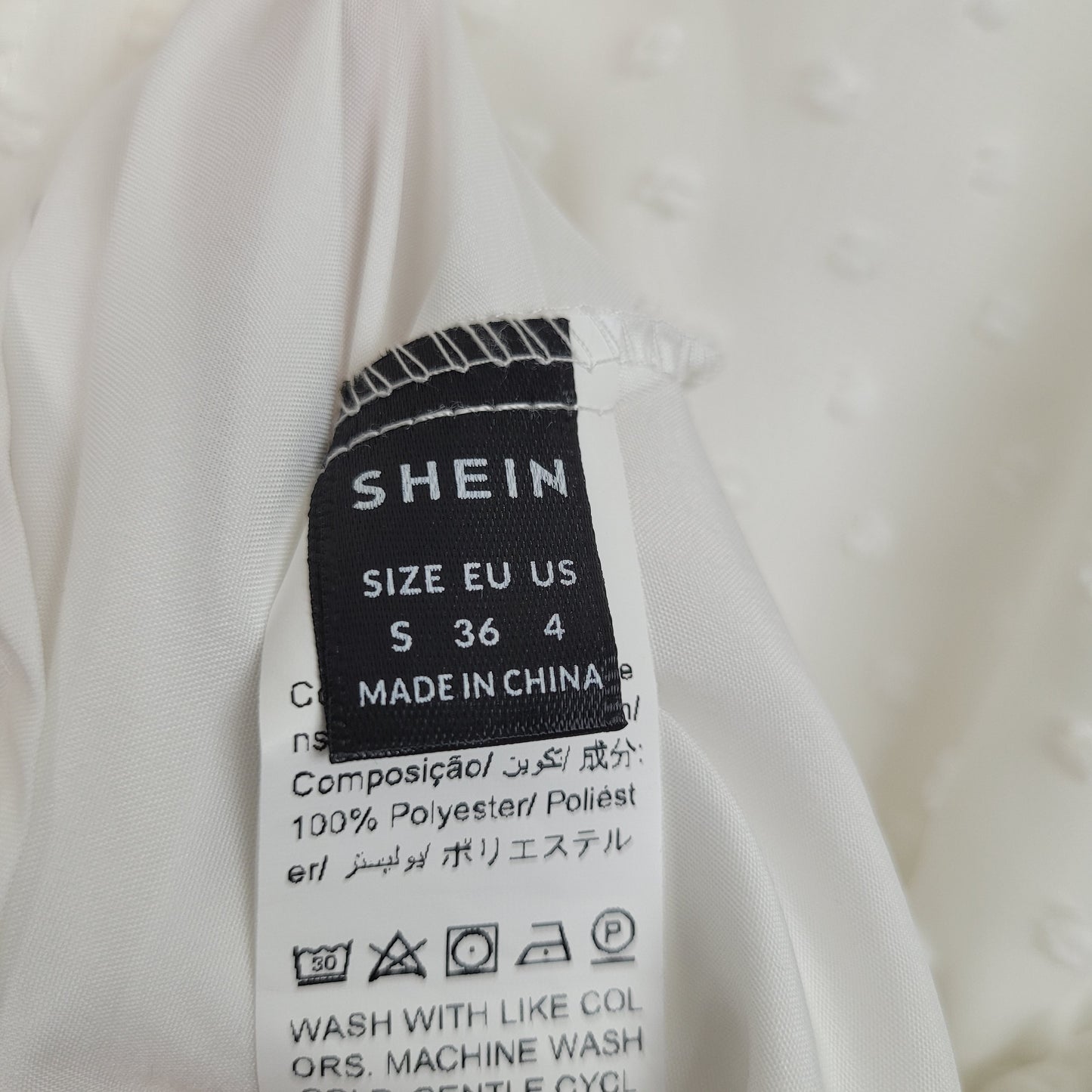 White Swiss Dot Wrap Mini Dress - Shein (Small)