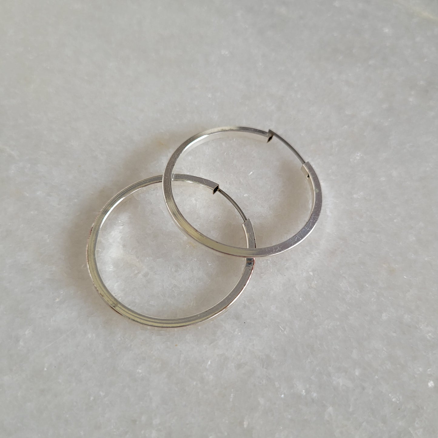 Silver-Tone Flat Hoop Earrings