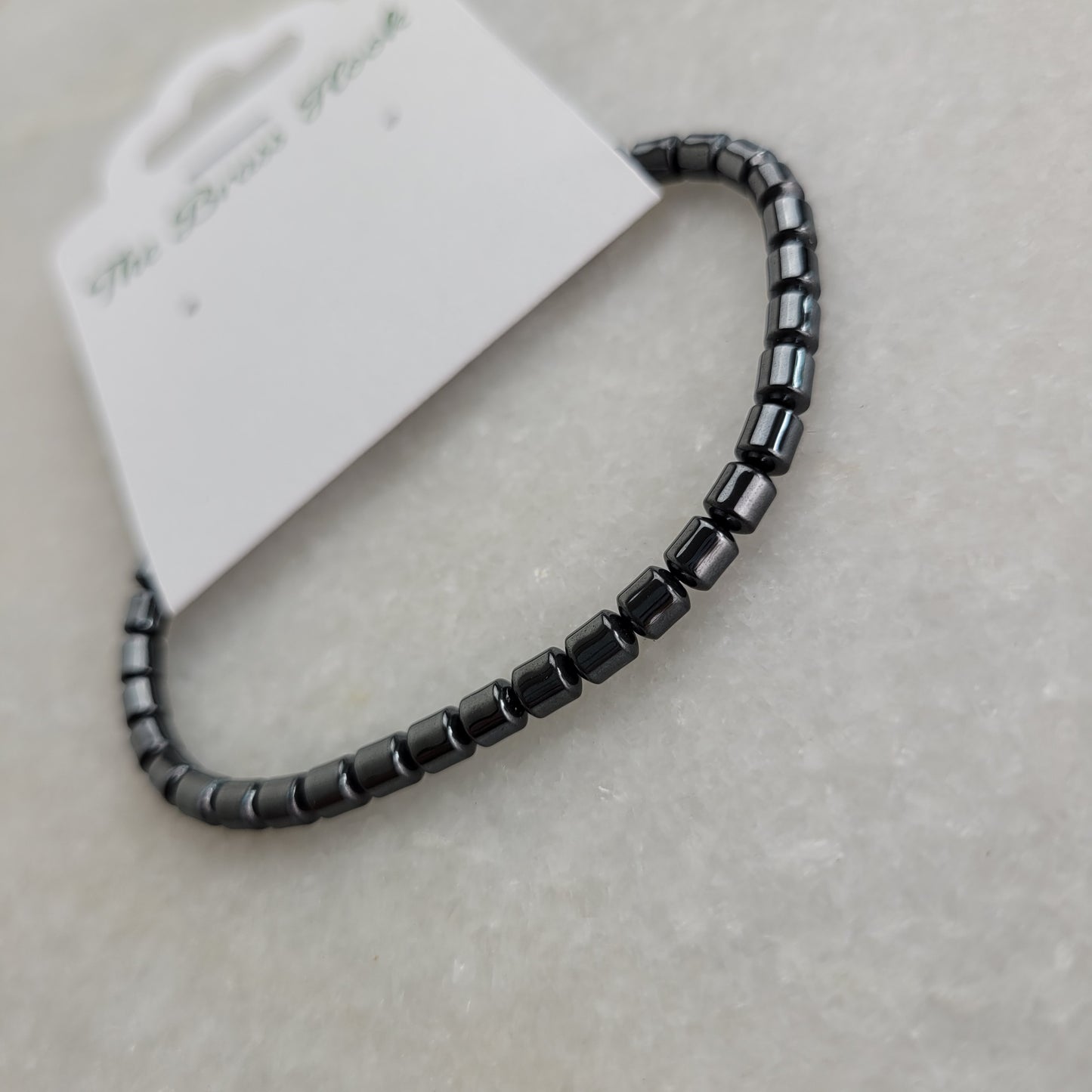 Hematite Barrel Bead Stretch Bracelet