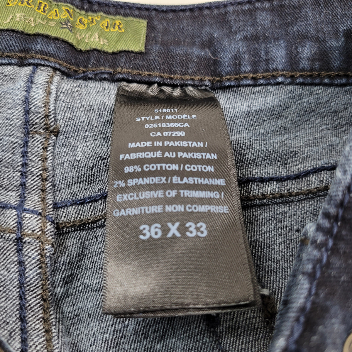 Dark Wash Straight Leg Jeans - Urban Star (36x33) Mens