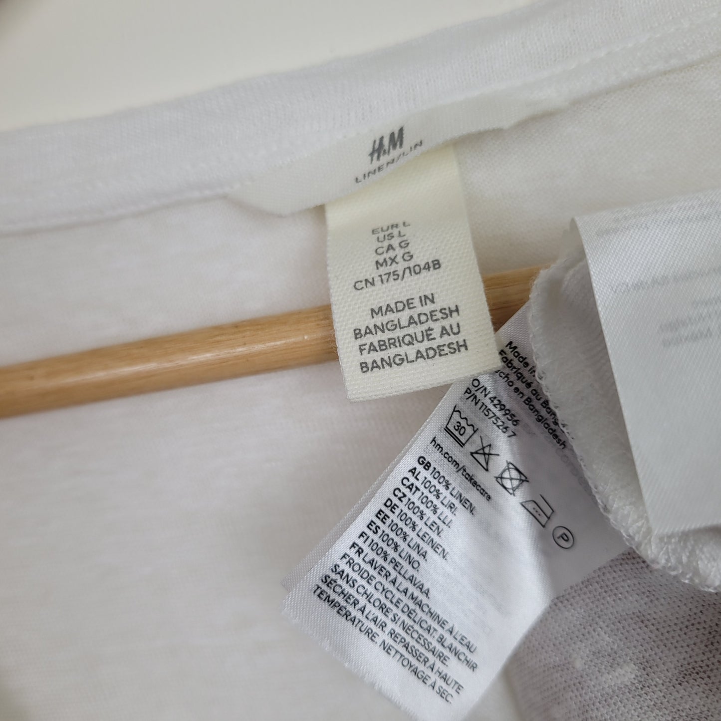 White Linen V-Neck Tee - H&M (Large)