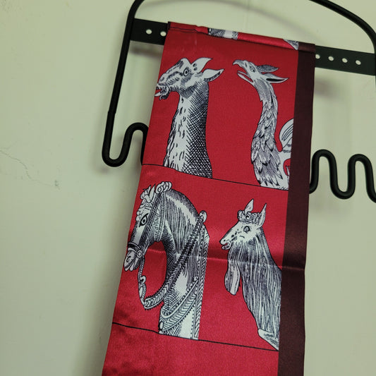 Reversible Equestrian Print Satin Scarf