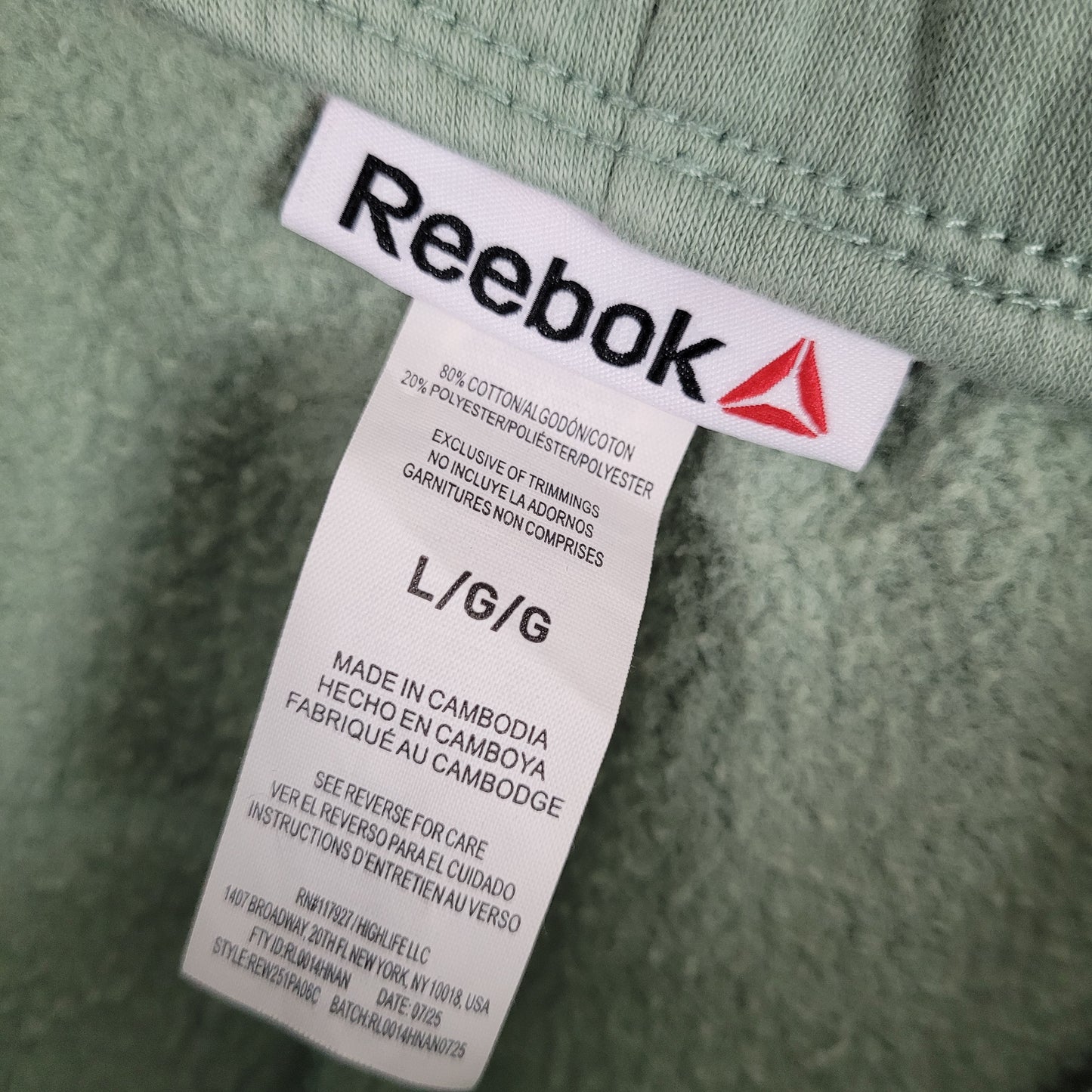 Sage Green Fleece Jogger Sweatpants - Reebok (Large)