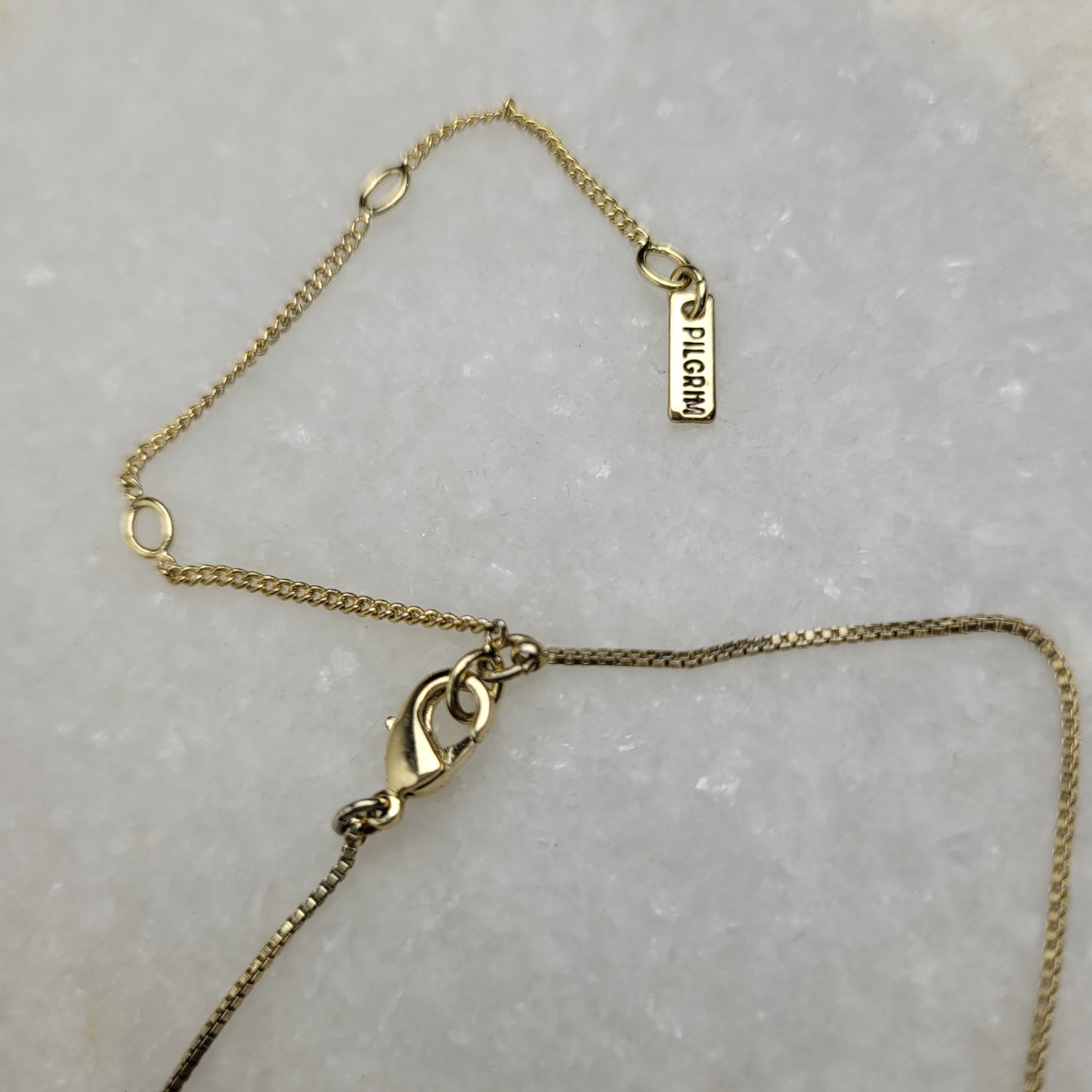 Pilgrim Gold Tone Textured Rectangle Pendant Necklace