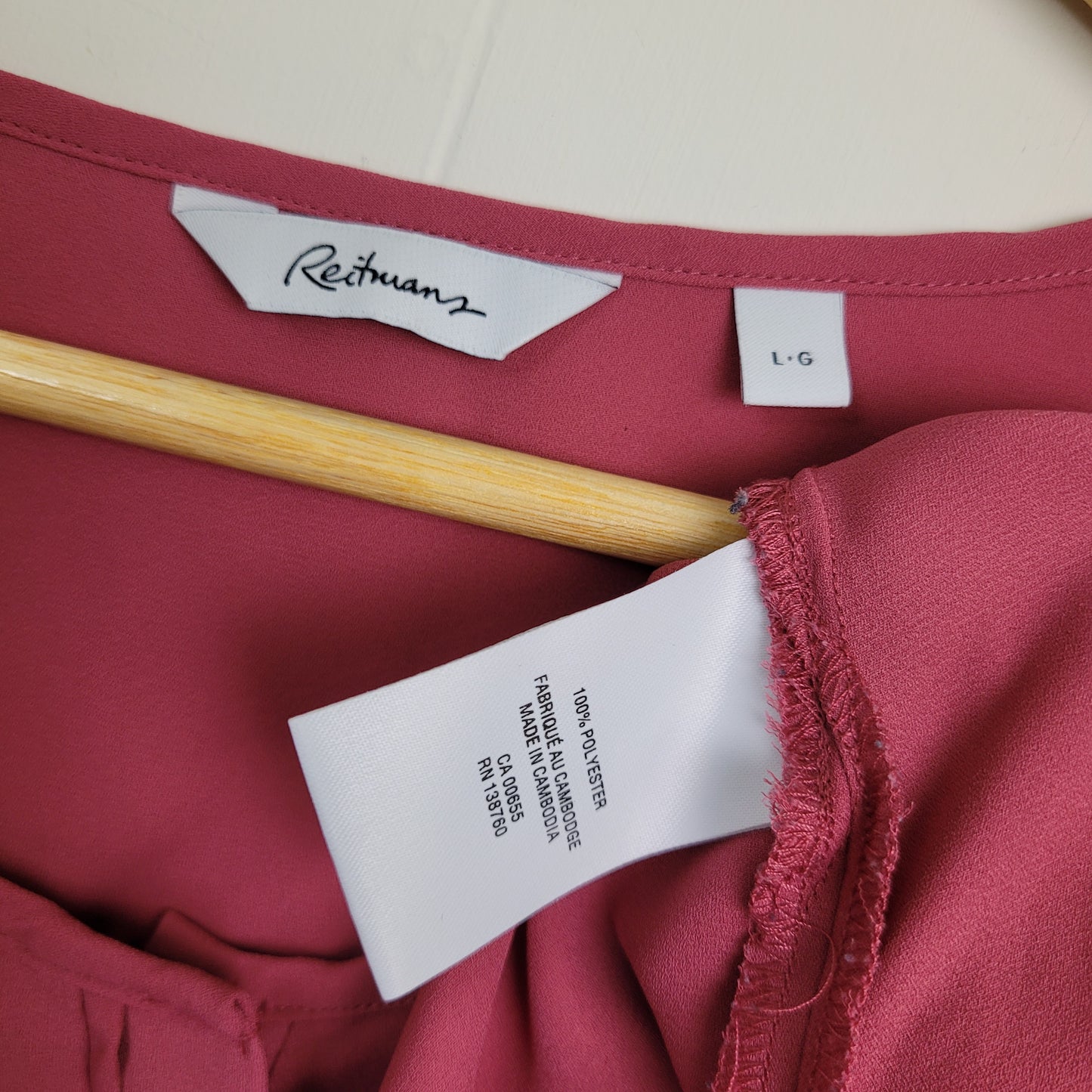 Dusty Rose Zip Pocket Blouse - Reitmans (Large)