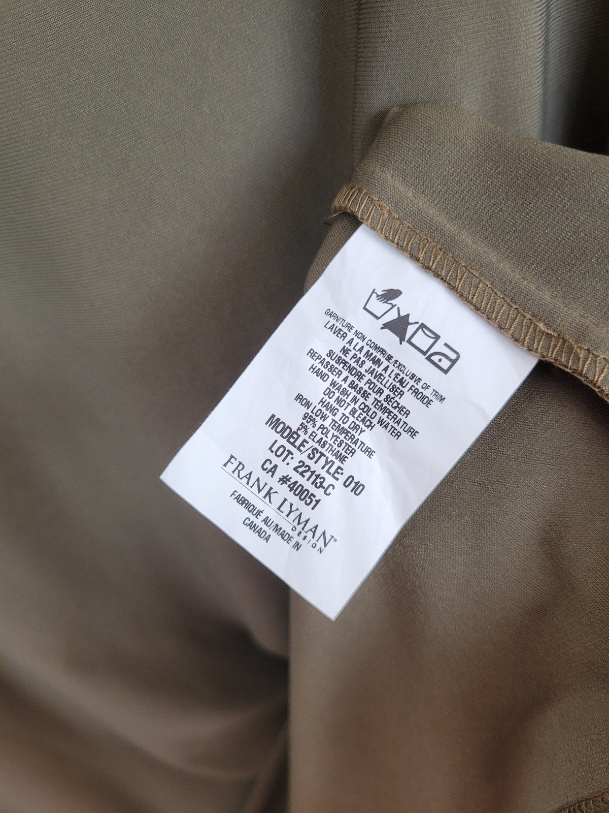 Frank Lyman Size 14 Olive Green Sleeveless Tank Top