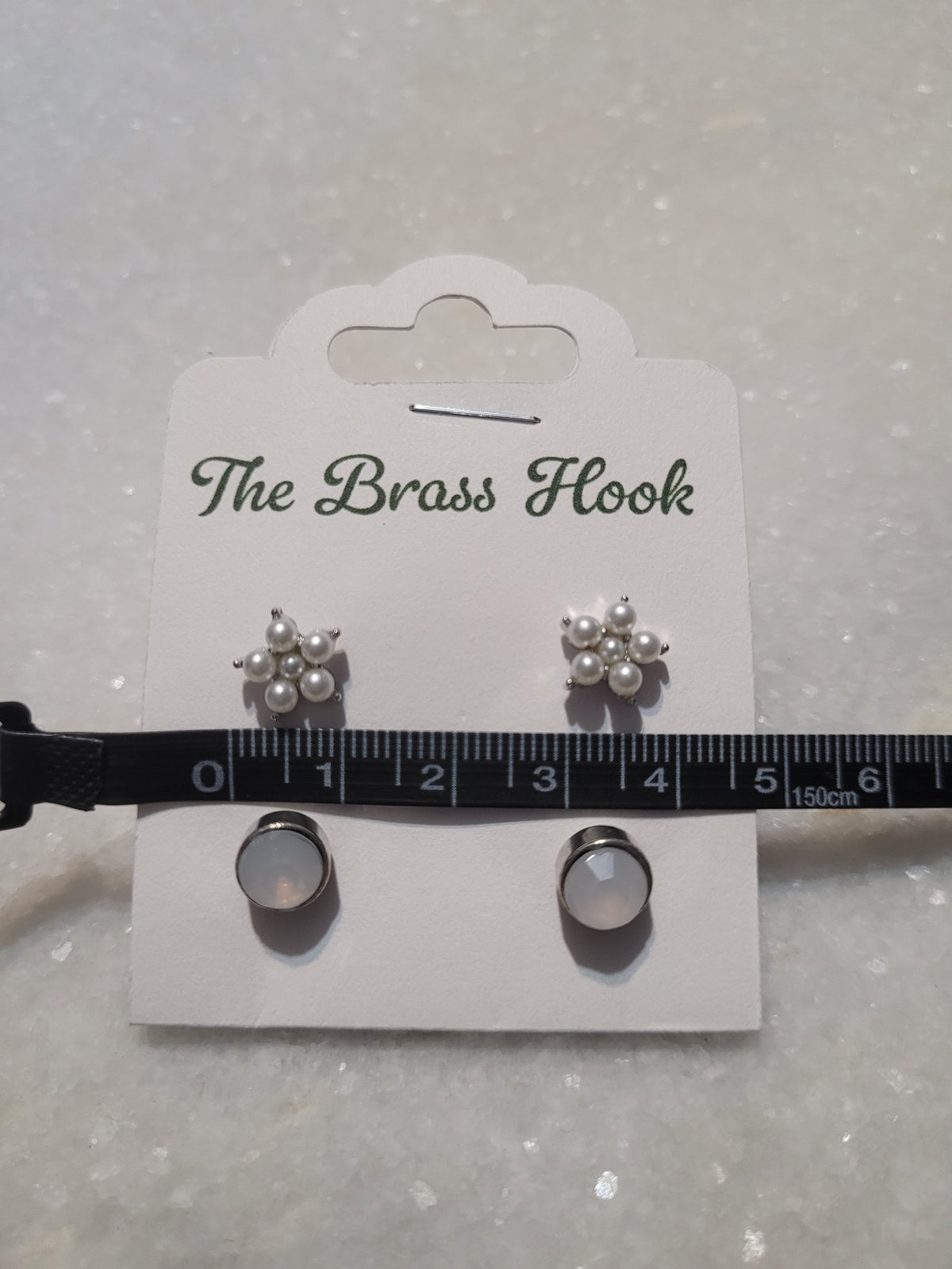 2-Pair Pearl Cluster & Milky Faceted Stud Earrings