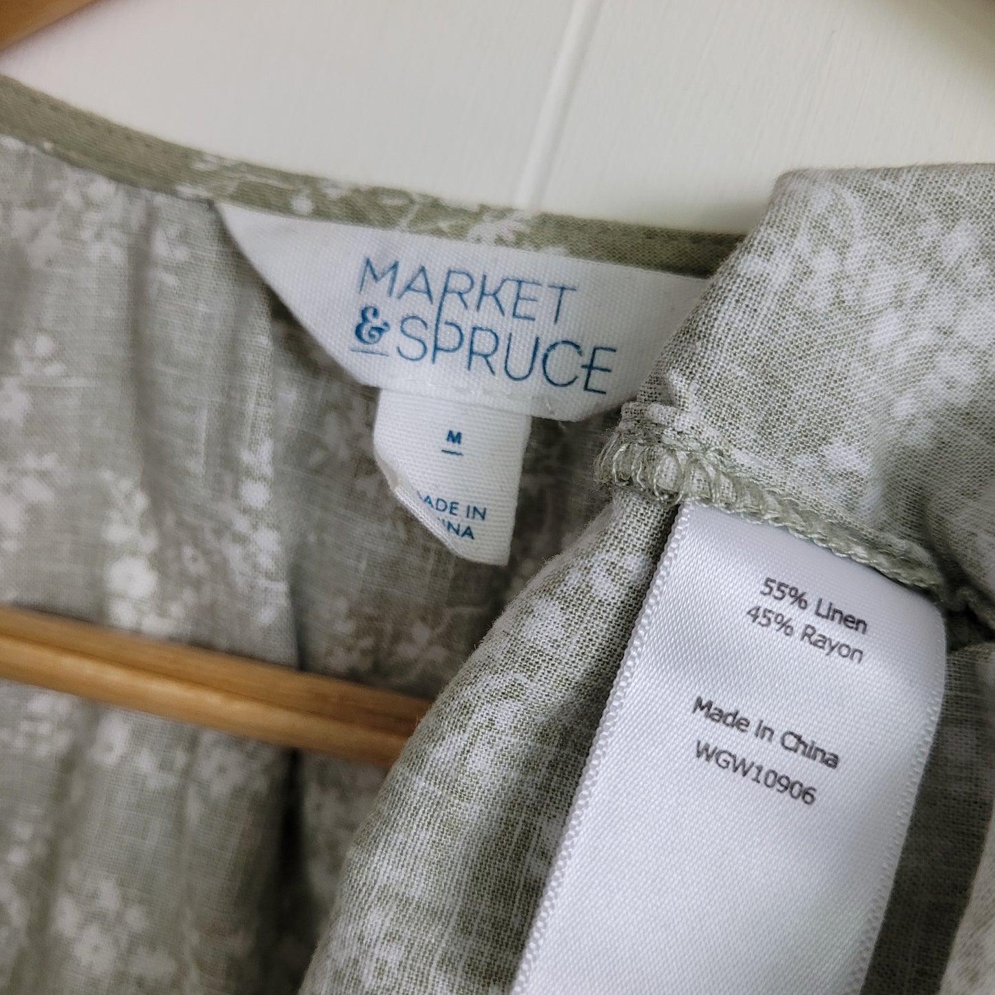 Sage Floral Ruffle Sleeve Blouse - Market & Spruce (Medium)