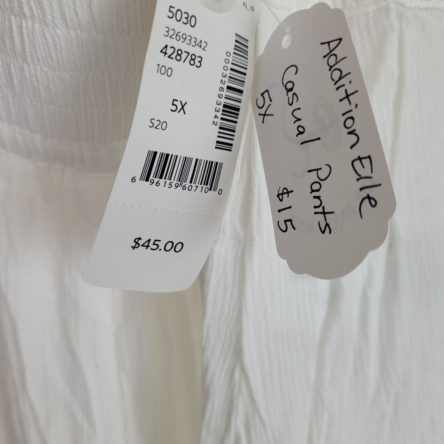 White Flowy Wide Leg Pants - Addition Elle (5X)