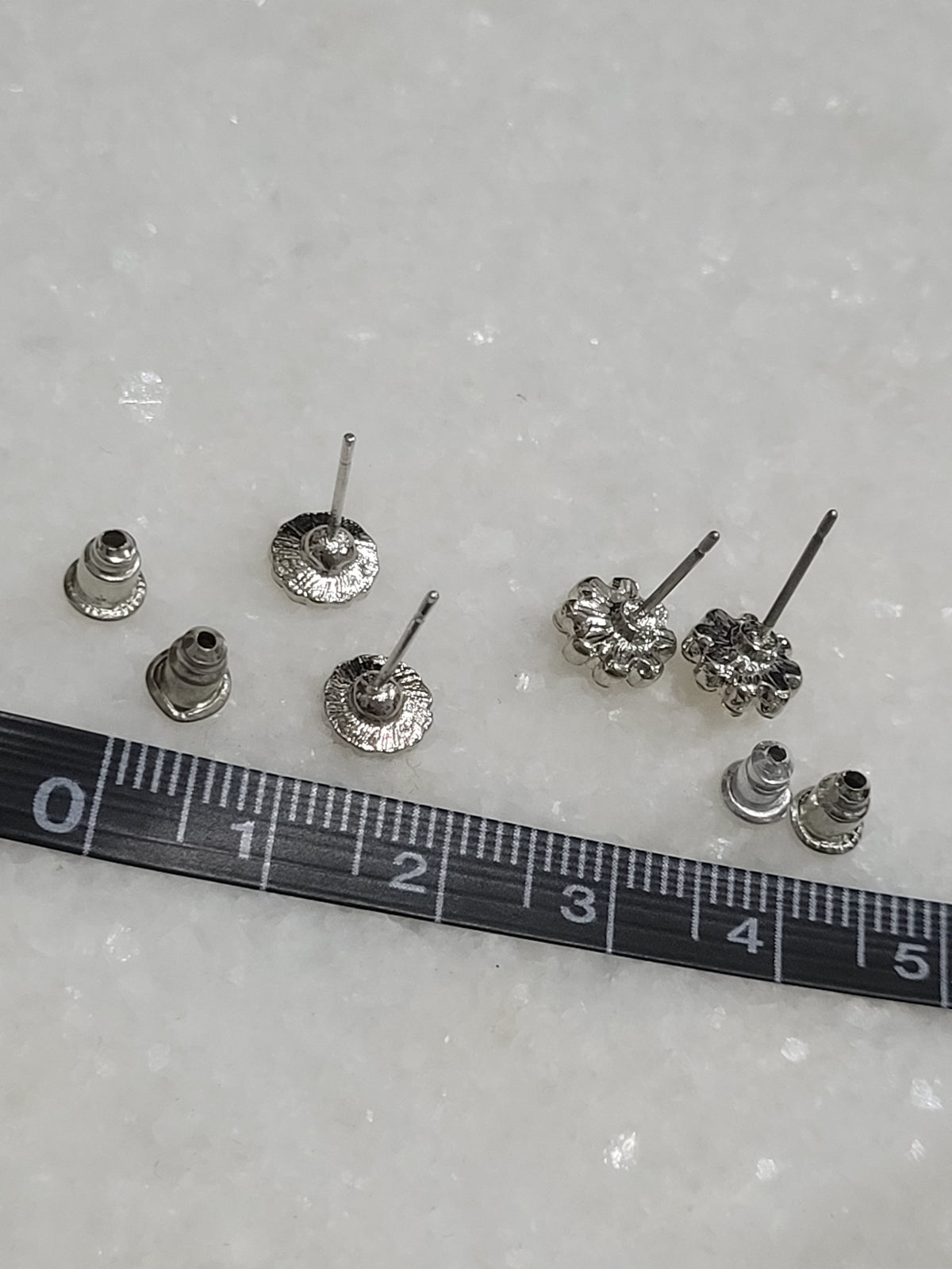 2-Pair Silver Tone Floral Stud Earrings