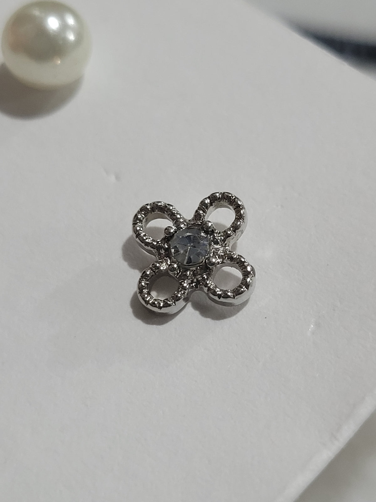 2-Pair Silver Tone Floral & Faux Pearl Stud Earrings