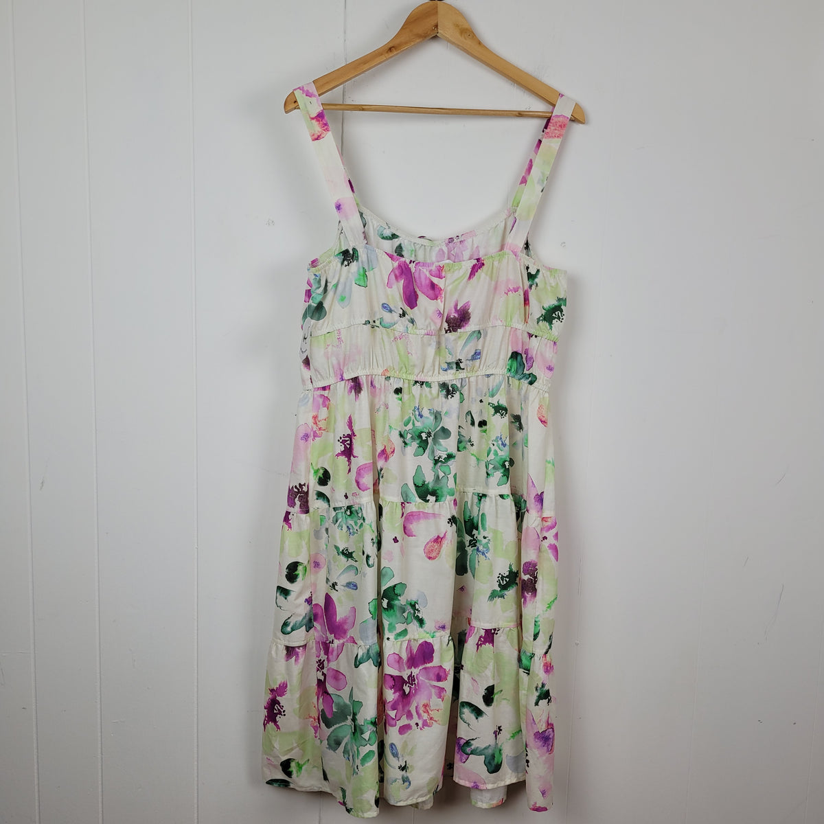 Watercolour Floral Tiered Midi Dress - BB Dakota (XL)