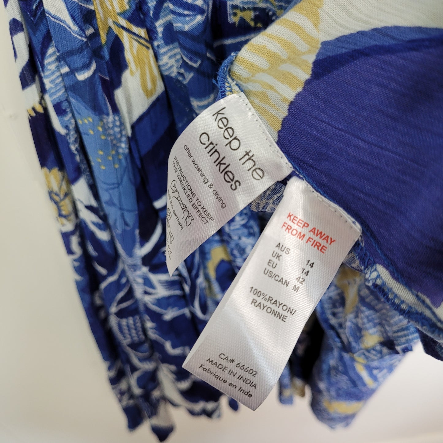 Blue Abstract Print Tie-Waist Dress - Orientique (Medium)