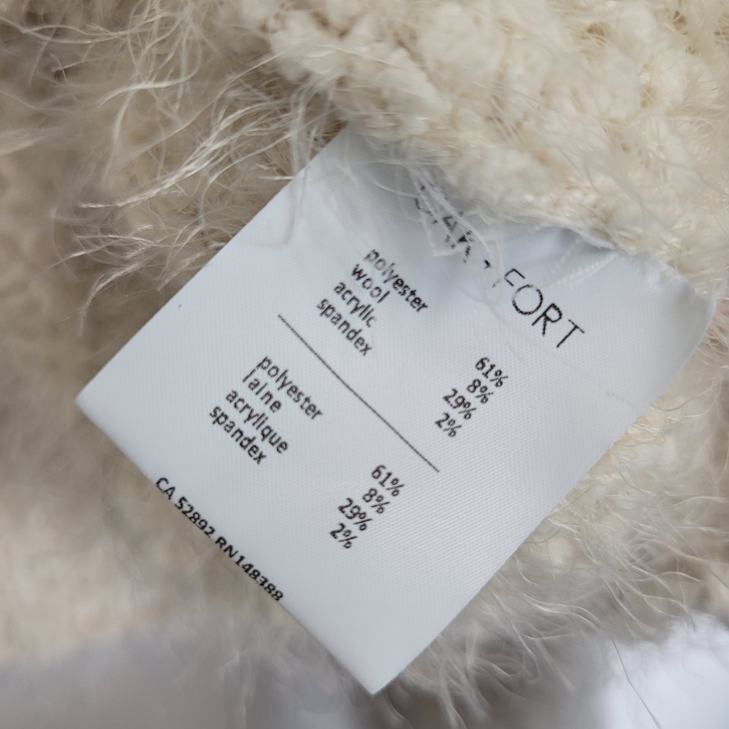 Cream Fuzzy Cropped Cardigan - Oak + Fort (Size S)
