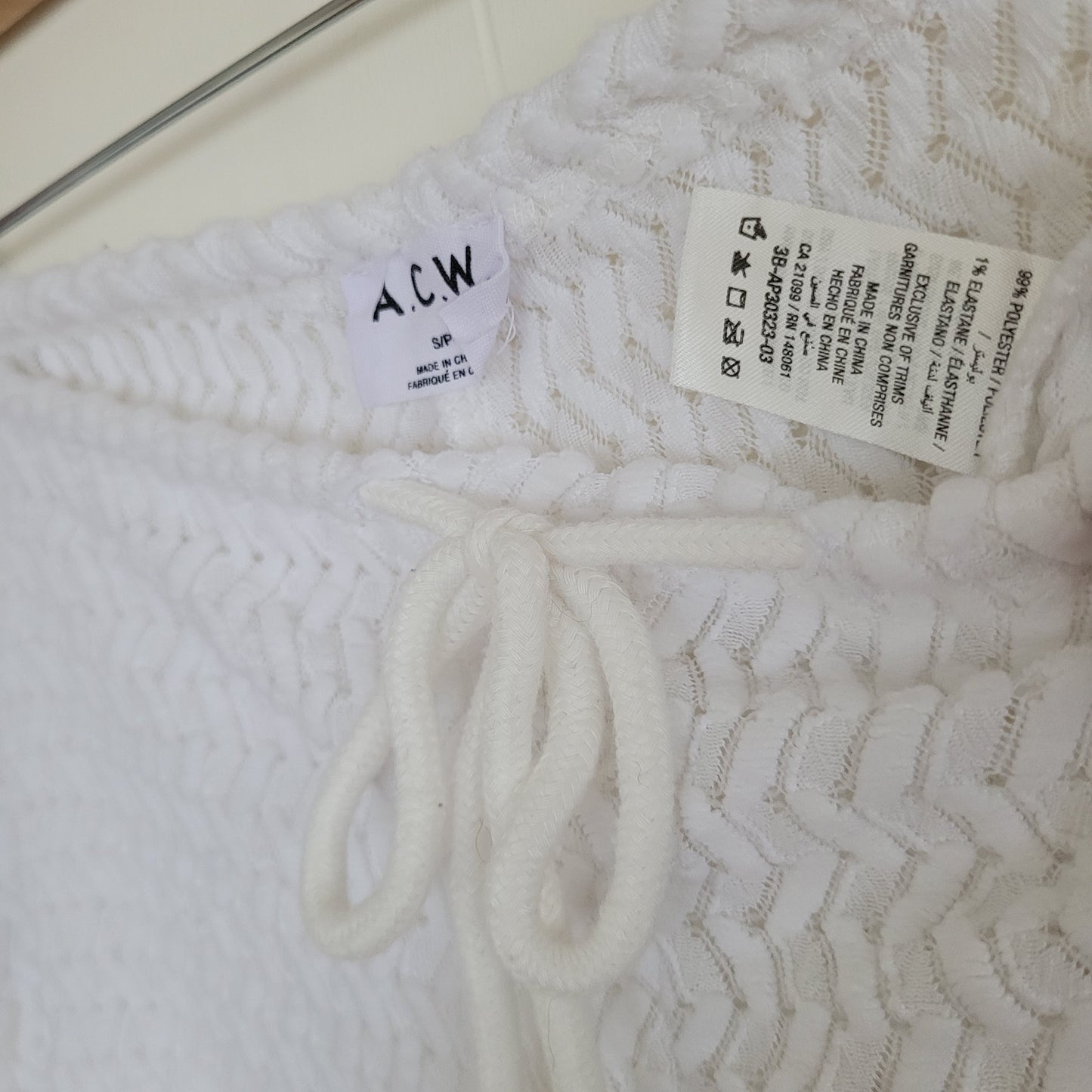 White Textured Flare Pants - A.C.W (S/P)