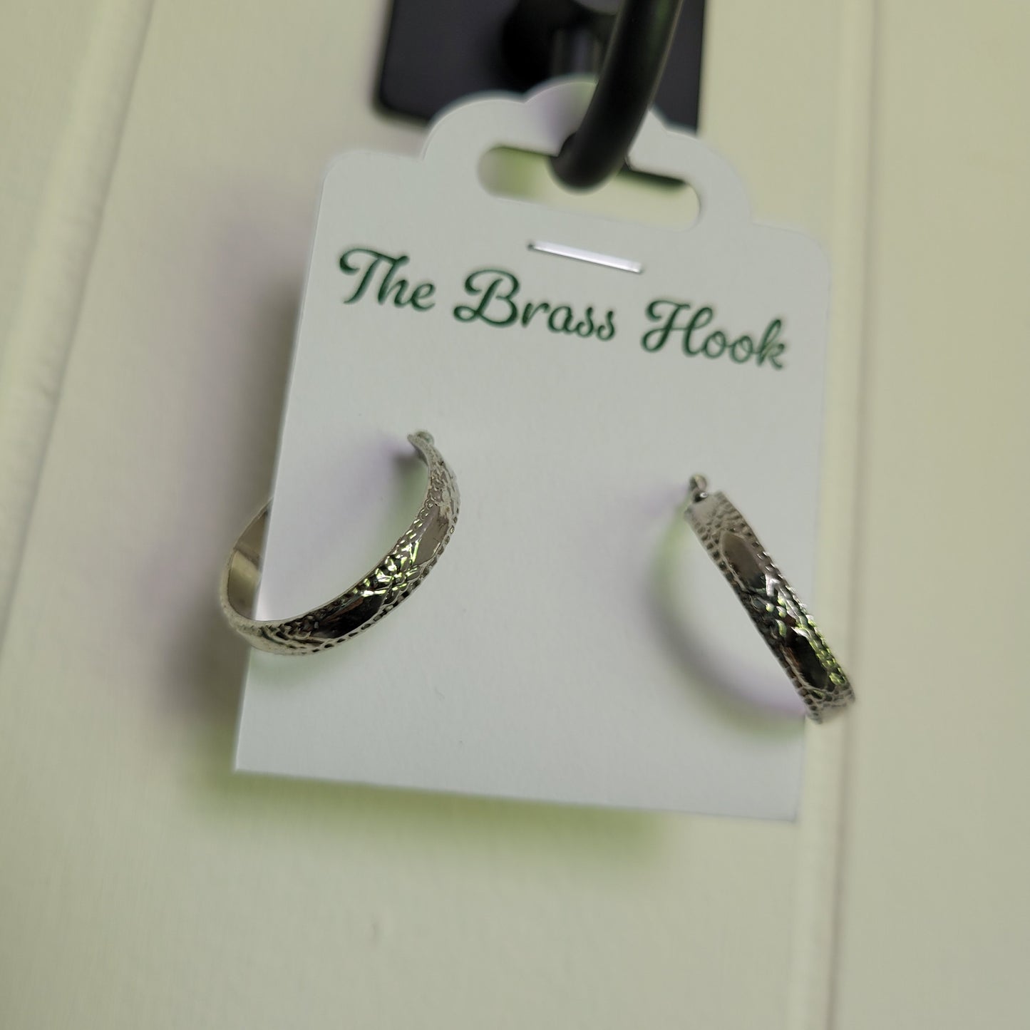 Silver Tone Textured Hoop Earrings