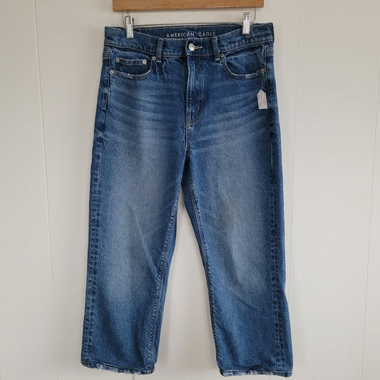 Medium Wash Super High-Rise Straight Jeans - American Eagle (8 Short)