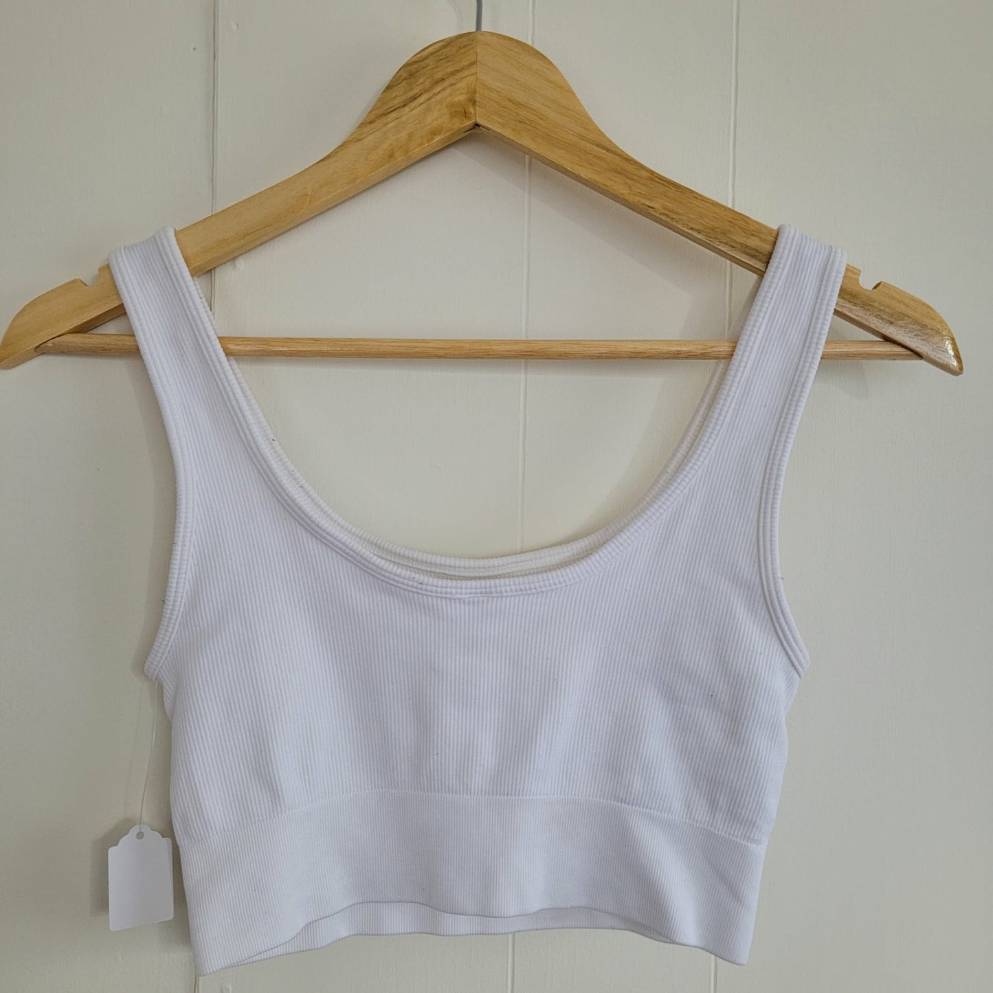 White Ribbed Fitted Cropped Tank - Babaton (S)