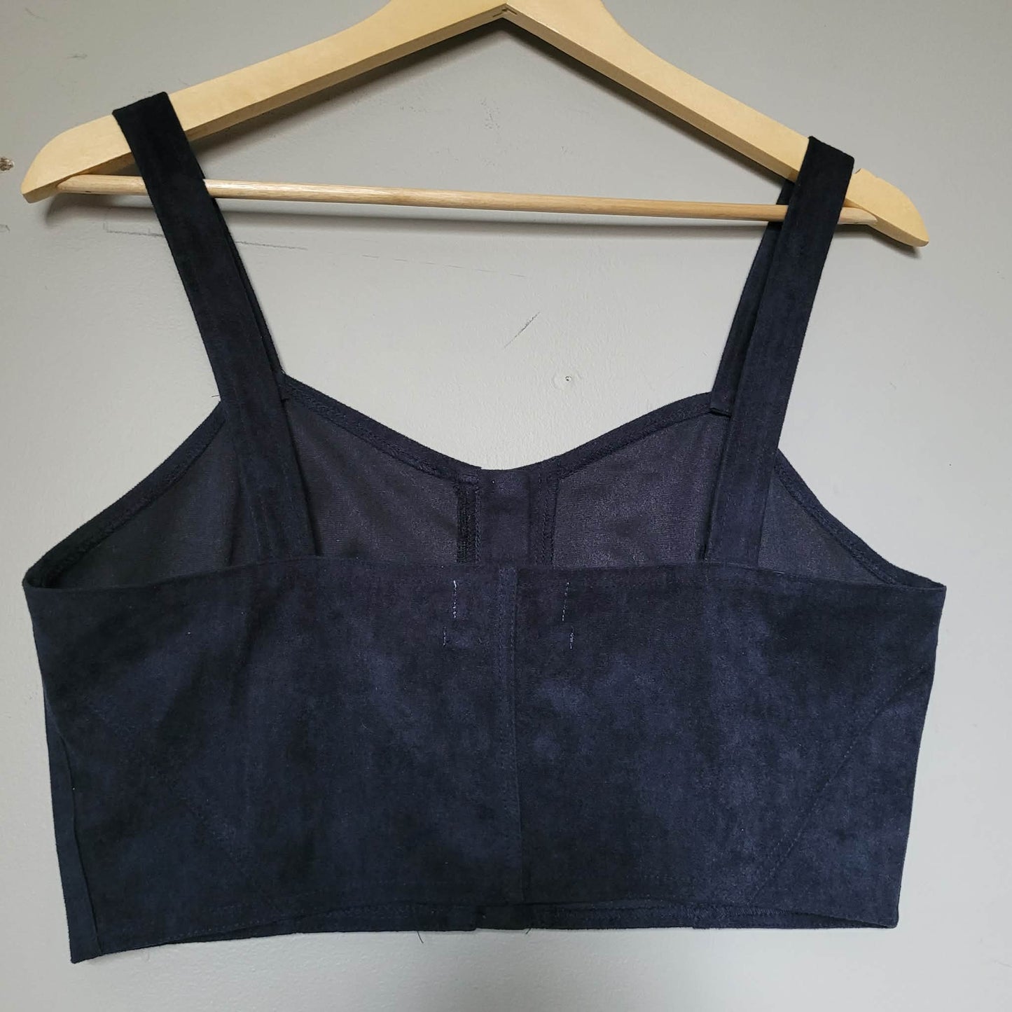 Navy Faux Suede Cropped Corset Tank - Urban Outfitters (M)