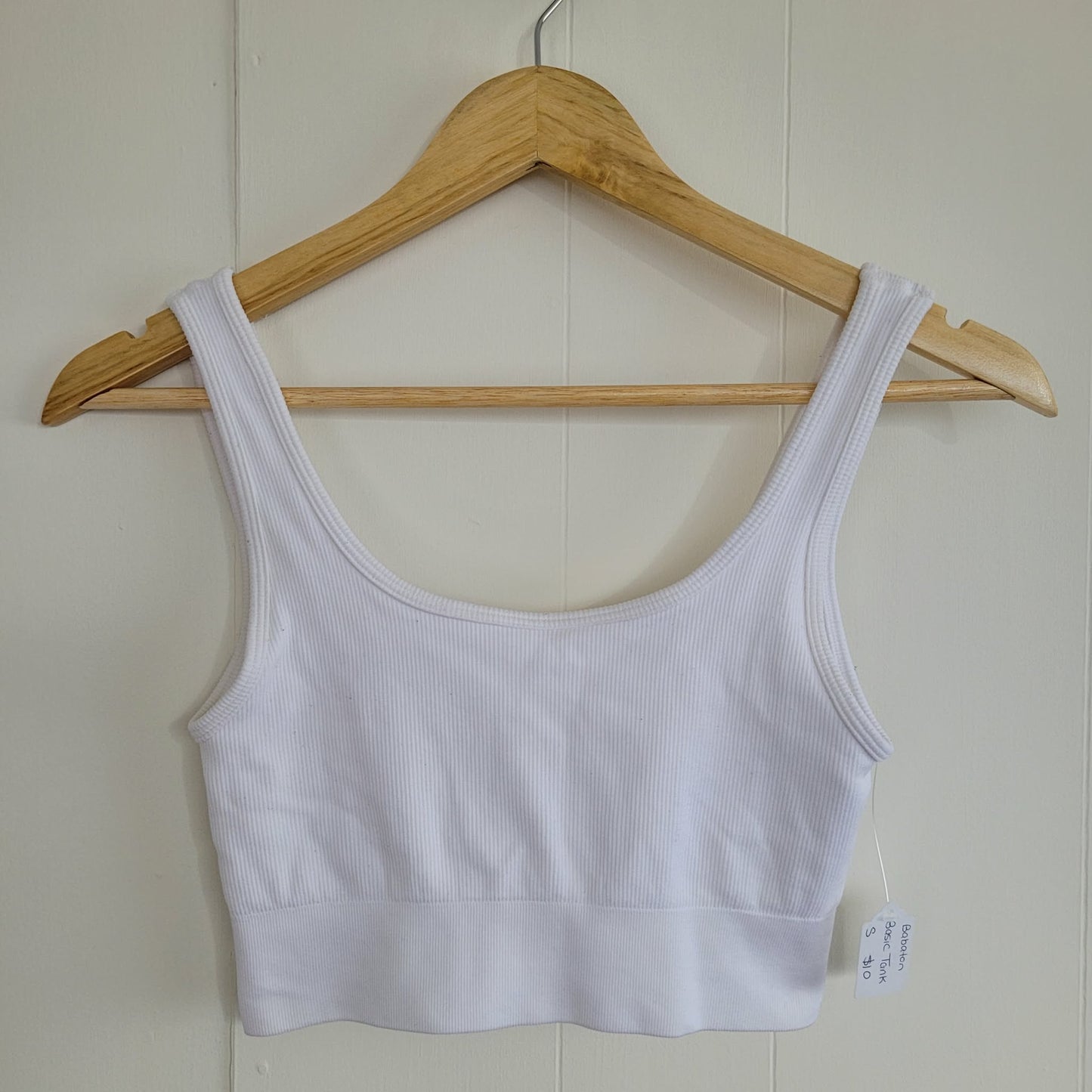White Ribbed Fitted Cropped Tank - Babaton (S)