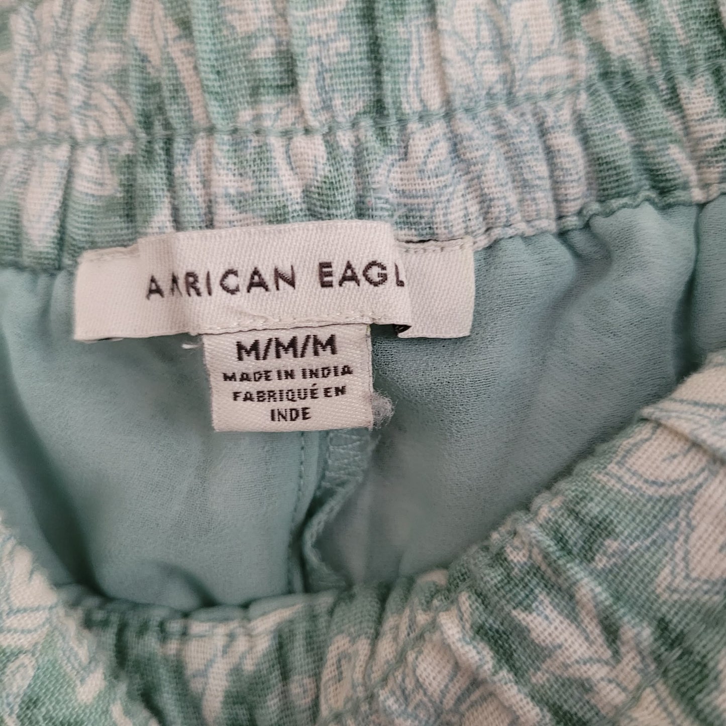 Green Floral Elastic Waist Mini Skirt - American Eagle (M)