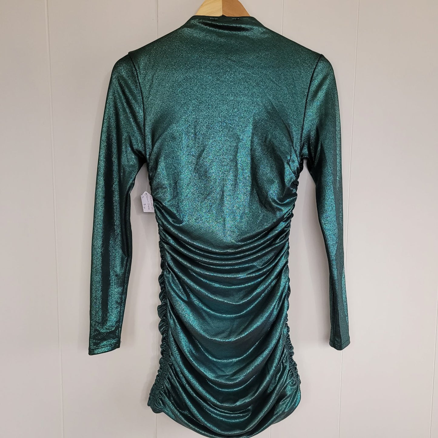 Green Shimmer Ruched Mini Dress - Forever 21 (S)