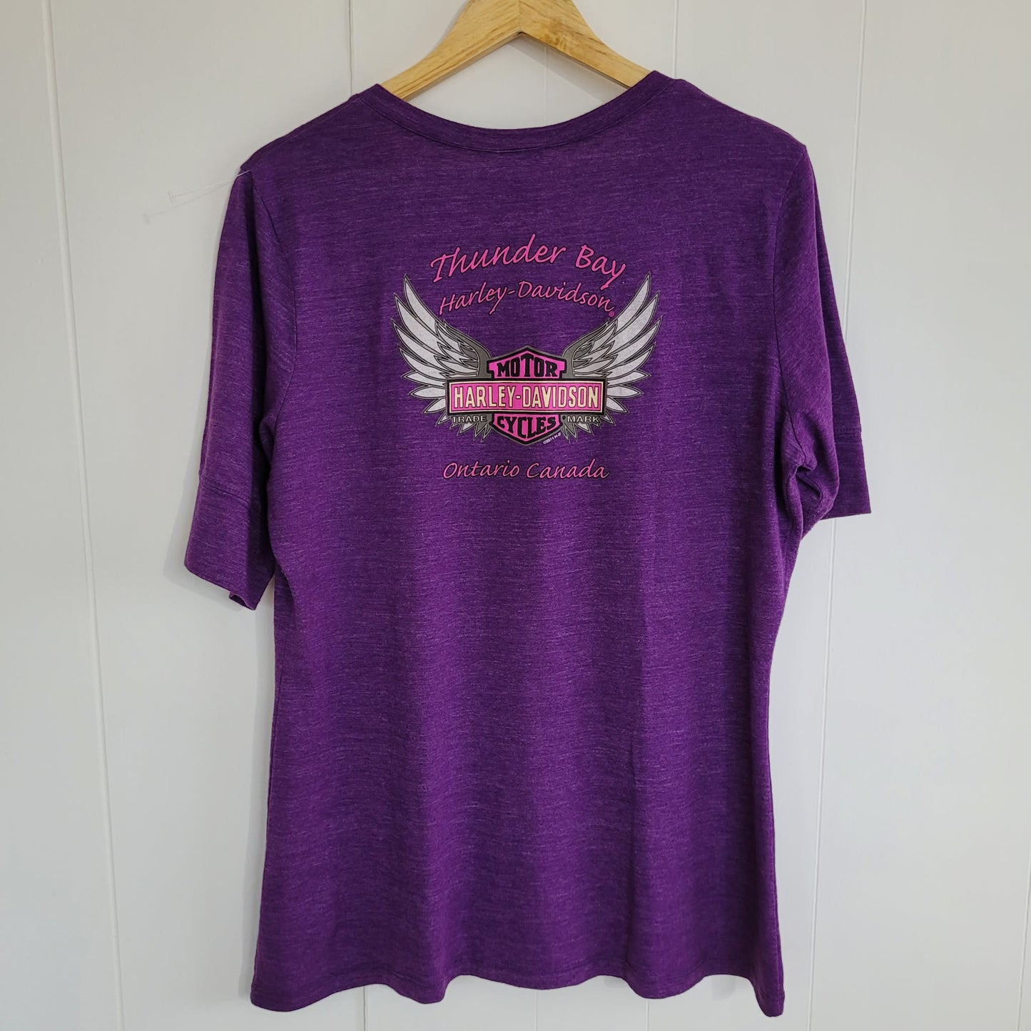Purple Graphic Tee Y2K Thunder Bay Ontario - Harley-Davidson (L)