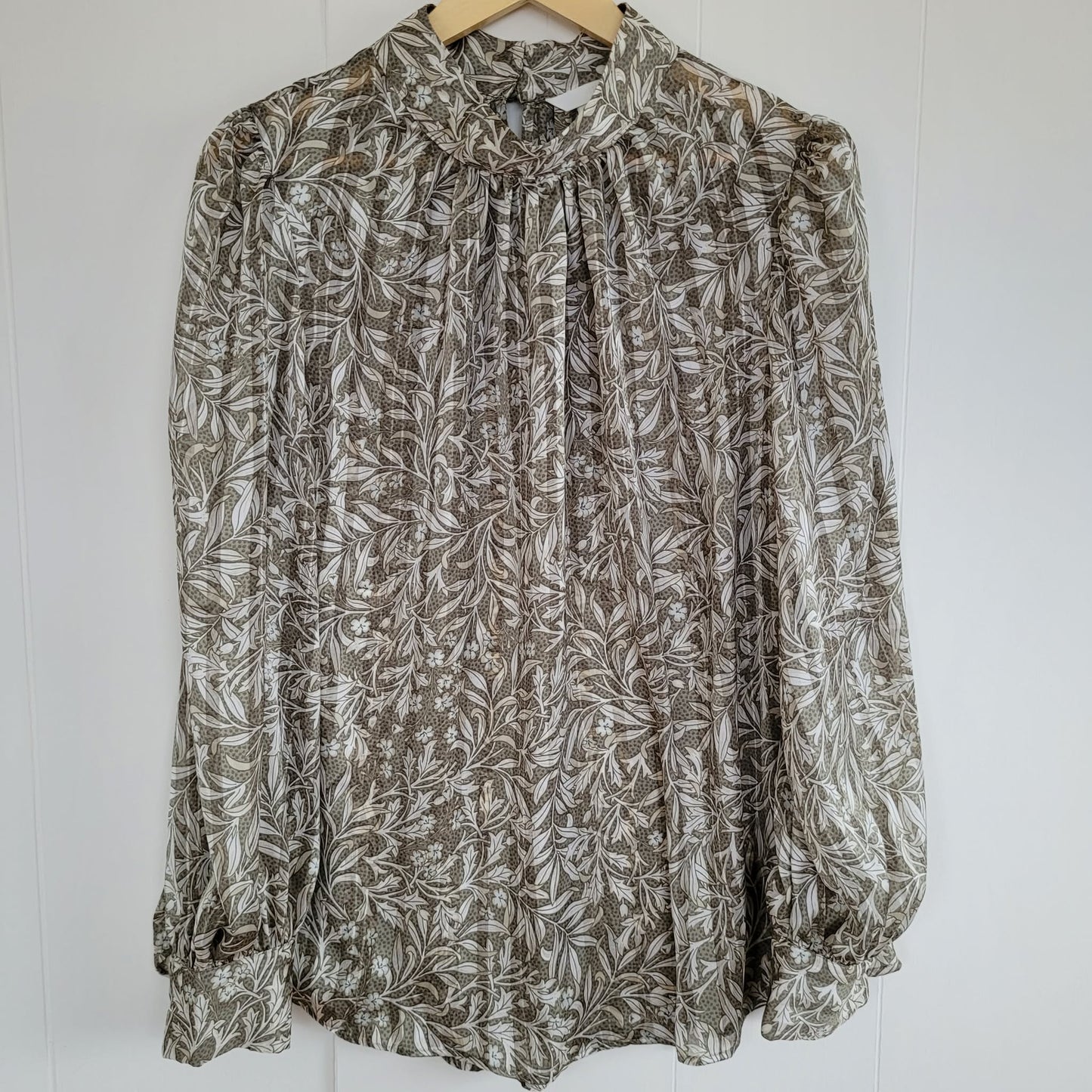 Neutral Sheer Long Sleeve Blouse - H&M (XL)