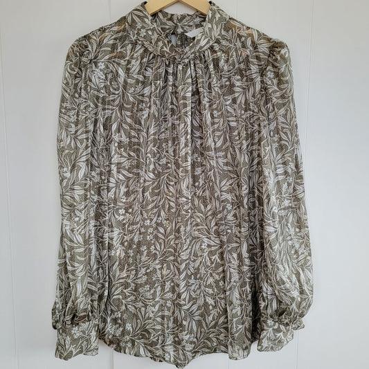 Neutral Sheer Long Sleeve Blouse - H&M (XL)
